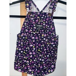 OshKosh B'Gosh Girls Purple Flower Jumper Romper Overalls 12 Months Baby Dress